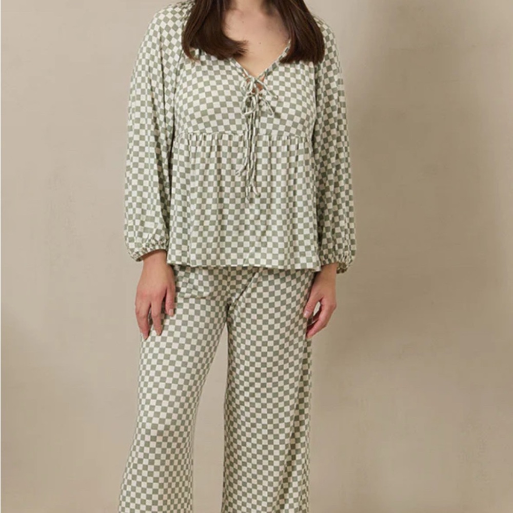 Solly Baby Green Checkered Pajama Set
